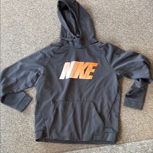 Nike Kids Black Hoodie with Orange Logo